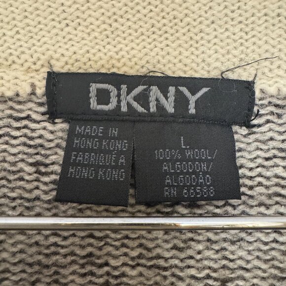 Vintage DKNY Charcoal Grey Wool Sweater, Cabincore Aesthetic Knit, Minimalist - Picture 5 of 6